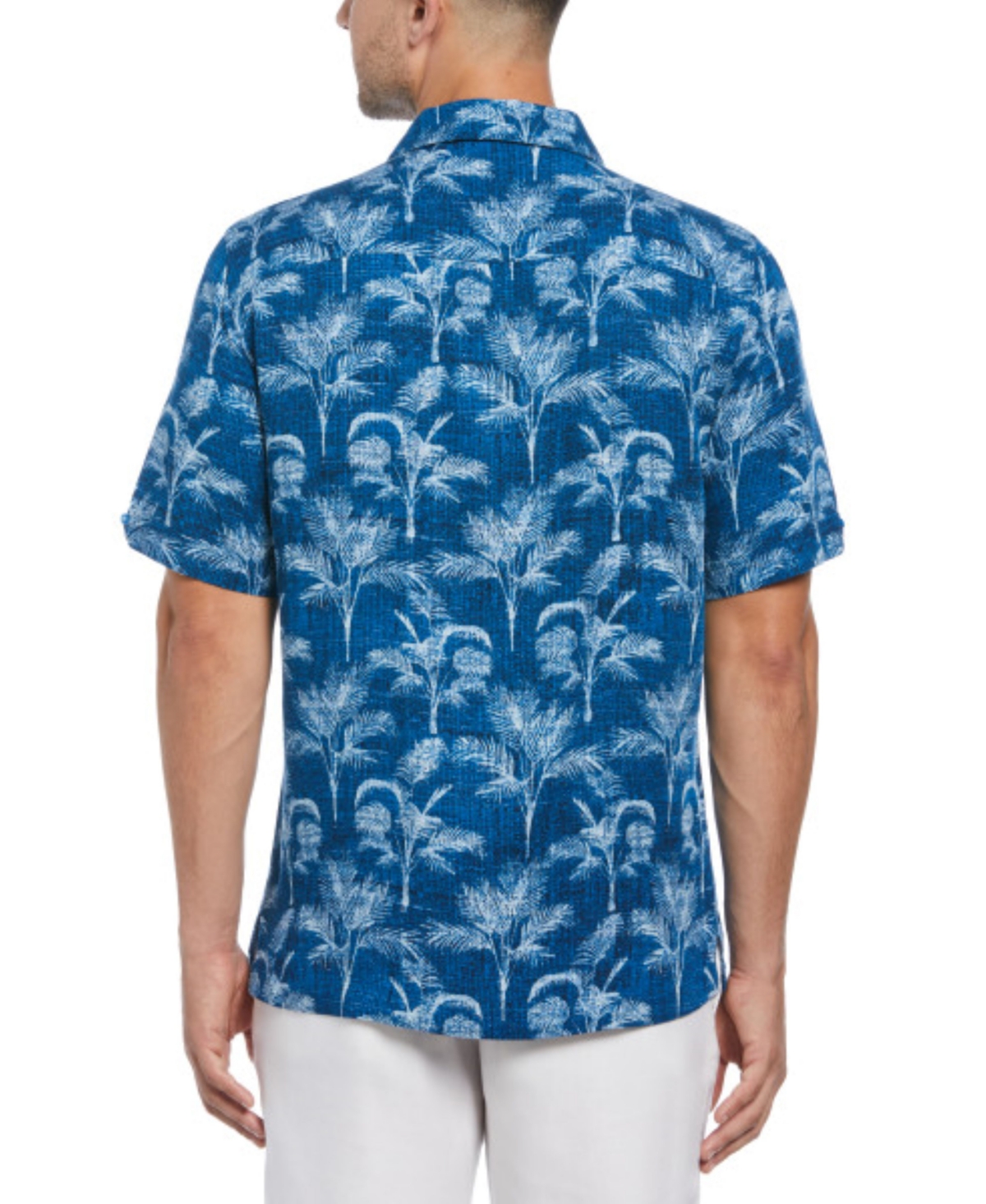 Shop Cubavera Men's Regular-fit Textured Palm Tree Short-sleeve Shirt In Mykonos Blue