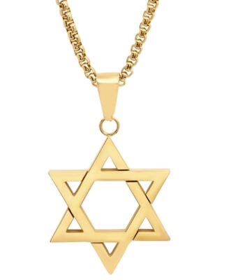 Men's 18k Gold-Plated Stainless Steel Star of David 24" Pendant Necklace
