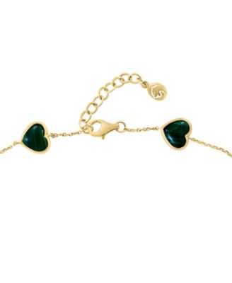 EFFY&reg; Malachite Heart Station Chain Link Bracelet in 14k Gold