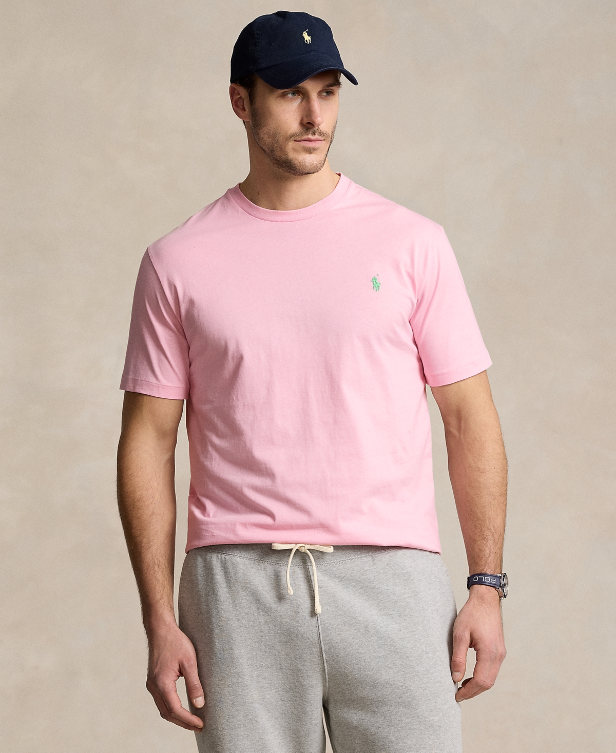 Shop Polo Ralph Lauren Men's Big & Tall Jersey Crewneck T-shirt In Garden Pink