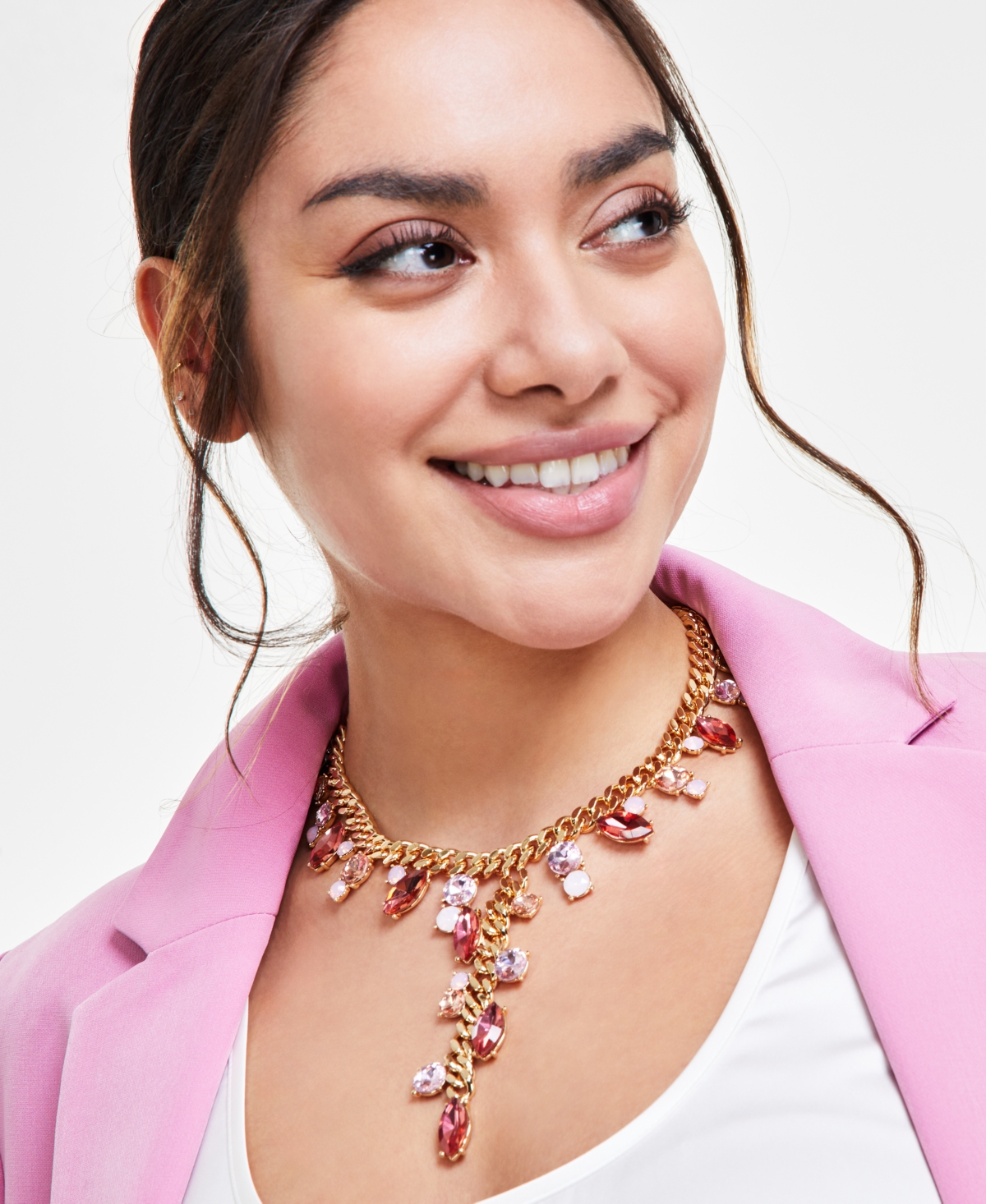Shop Inc International Concepts Gold-tone Multi Stone Lariat Necklace, 16" + 3" Extender, Created For Macy's