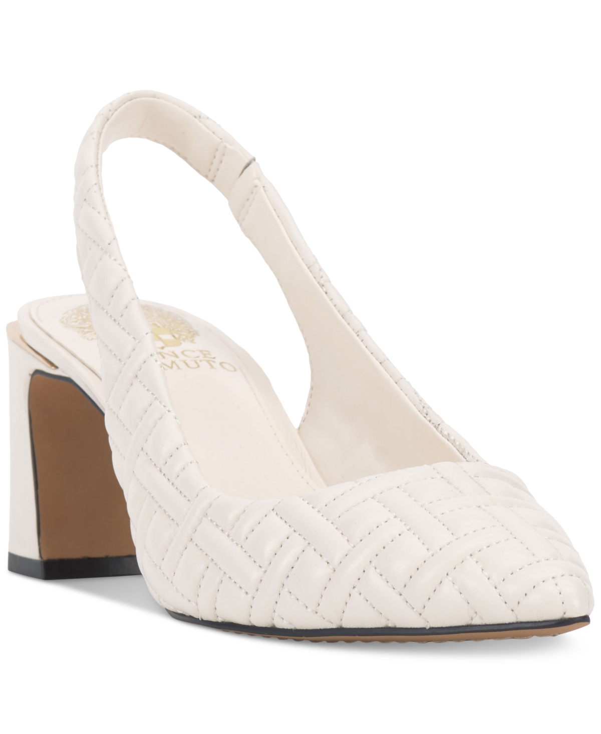 Shop Vince Camuto Women's Hamden Slingback Pumps In Coconut Cream Quilted Leather