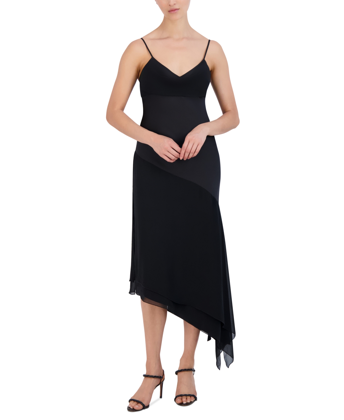 Shop Bcbg New York Women's Cowlneck Asymmetrical Dress In Onyx