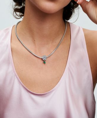 Sparkling Cubic Zirconia Rose Bloom Charm in Sterling Silver