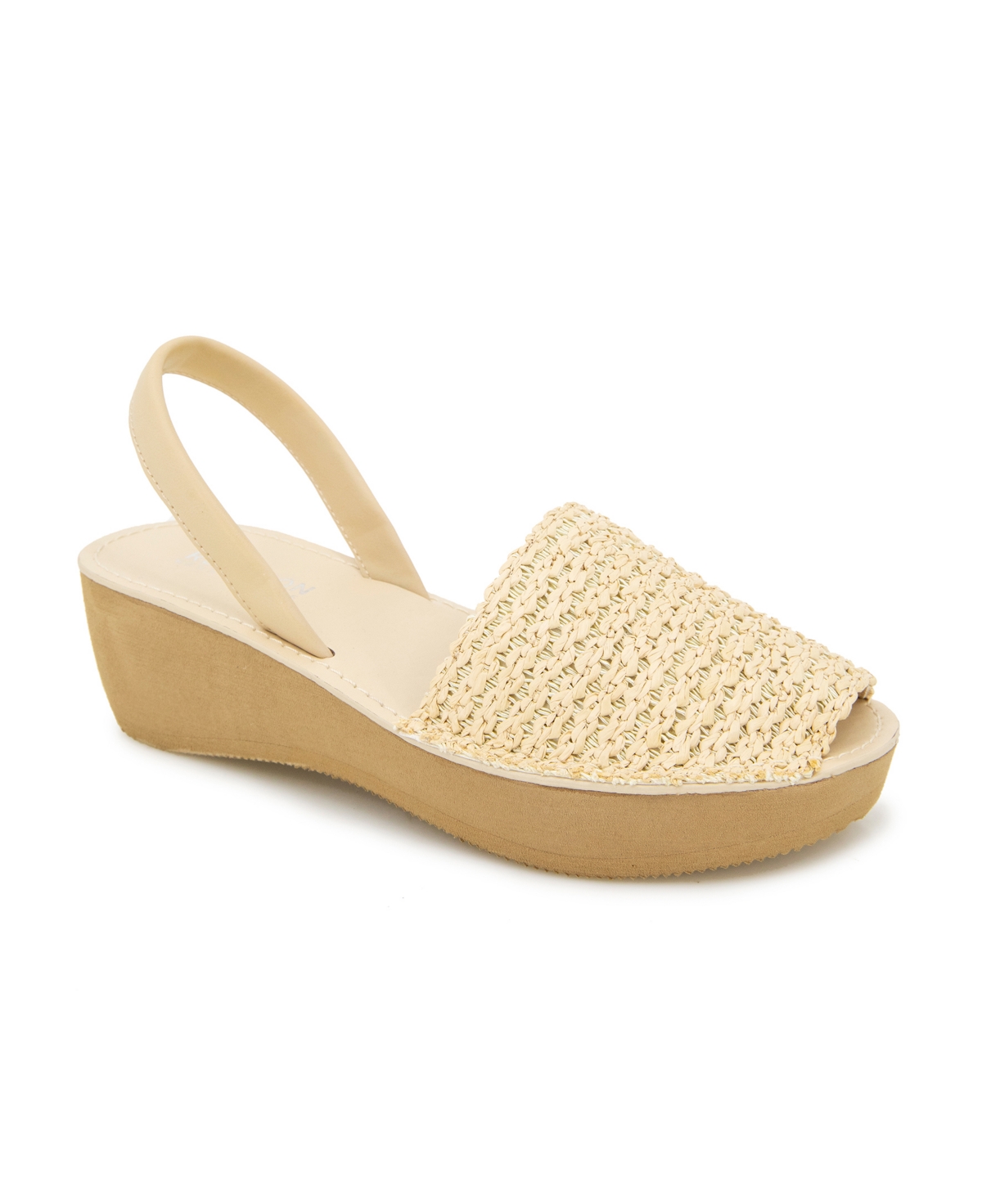 Women's Fine Glass Weave Two-Piece Wedge Sandals - Natural