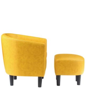 26.25" Faux Leather Churchill Accent Chair with Ottoman