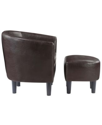 26.25" Faux Leather Churchill Accent Chair with Ottoman