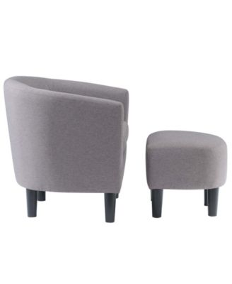 26.25" Faux Linen Churchill Accent Chair with Ottoman