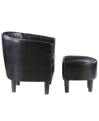 26.25" Faux Leather Churchill Accent Chair with Ottoman