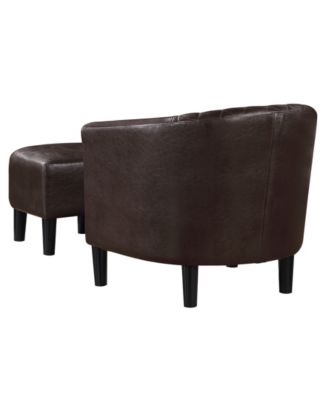 27.75" Faux Leather Roosevelt Accent Chair with Ottoman