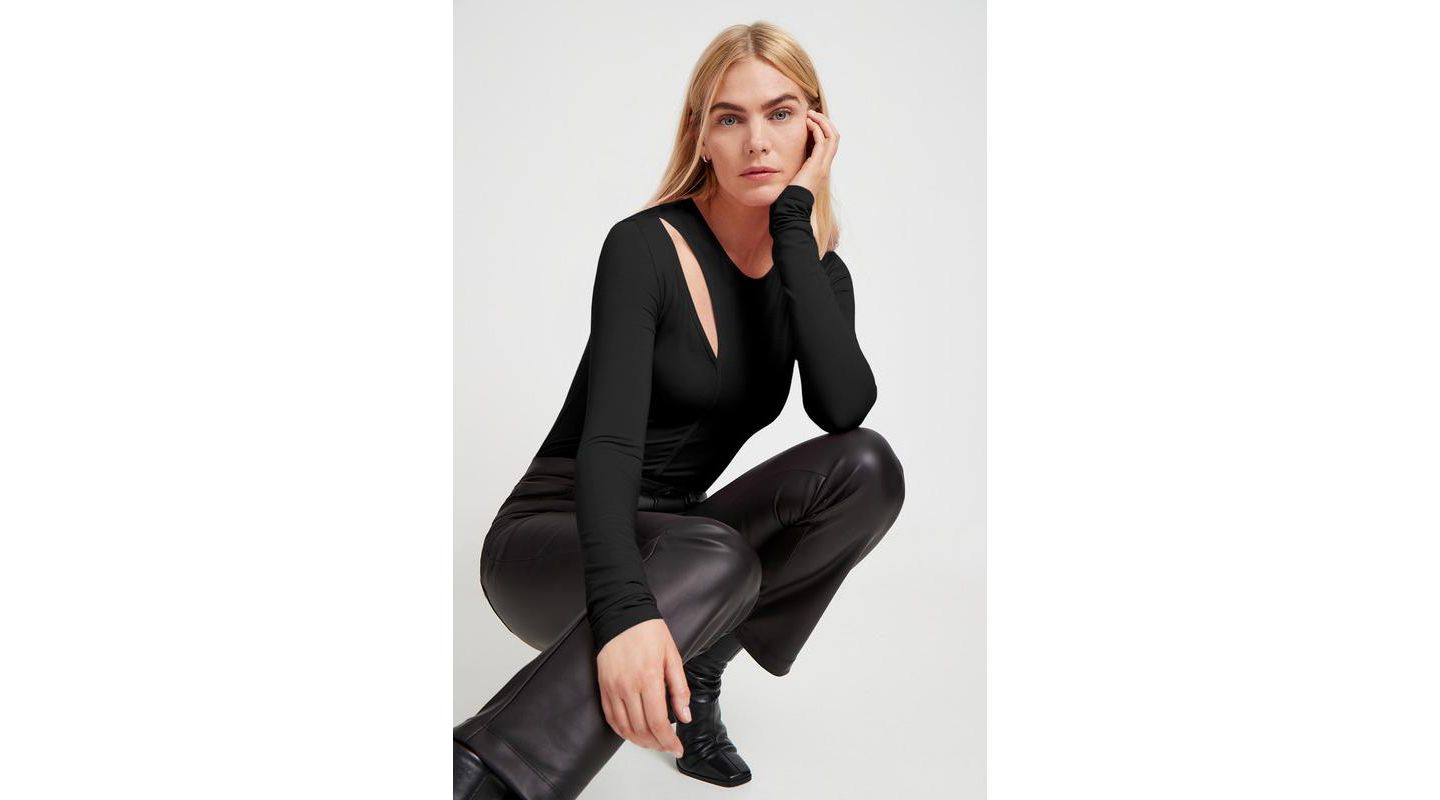 Женский топ Marcella Seta Long-Sleeve Jersey with Textured Shoulder Cutout, цвет: Чёрный — фото 2