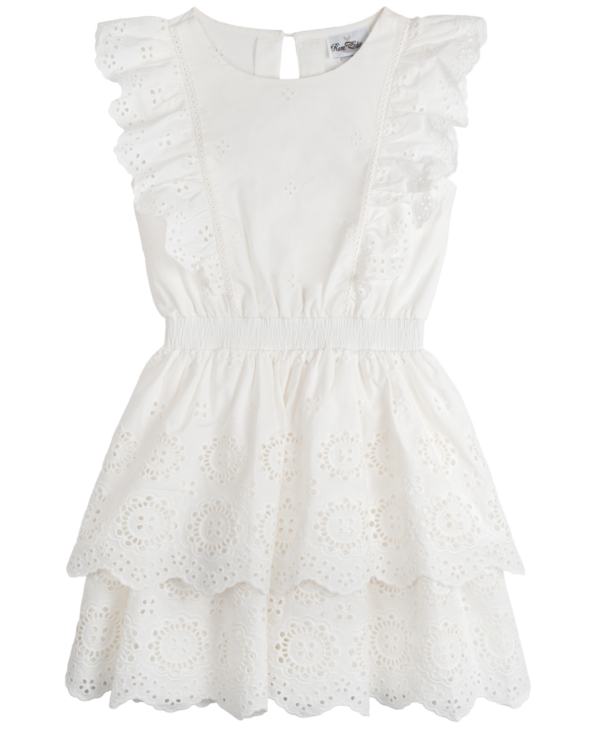 Shop Rare Editions Big Girls Tiered Eyelet Casual Dress In White
