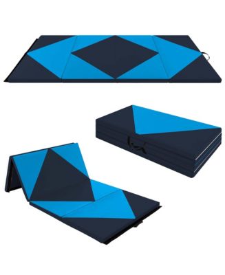 Costway Folding Gymnastics Mat 8' x 4' x 2'' PU Leather Tumbling ...