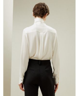 Women's Silk Turtleneck Ribbon Blouse