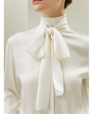 Women's Silk Turtleneck Ribbon Blouse