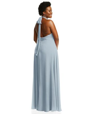 Plus Size High Neck Halter Backless Maxi Dress