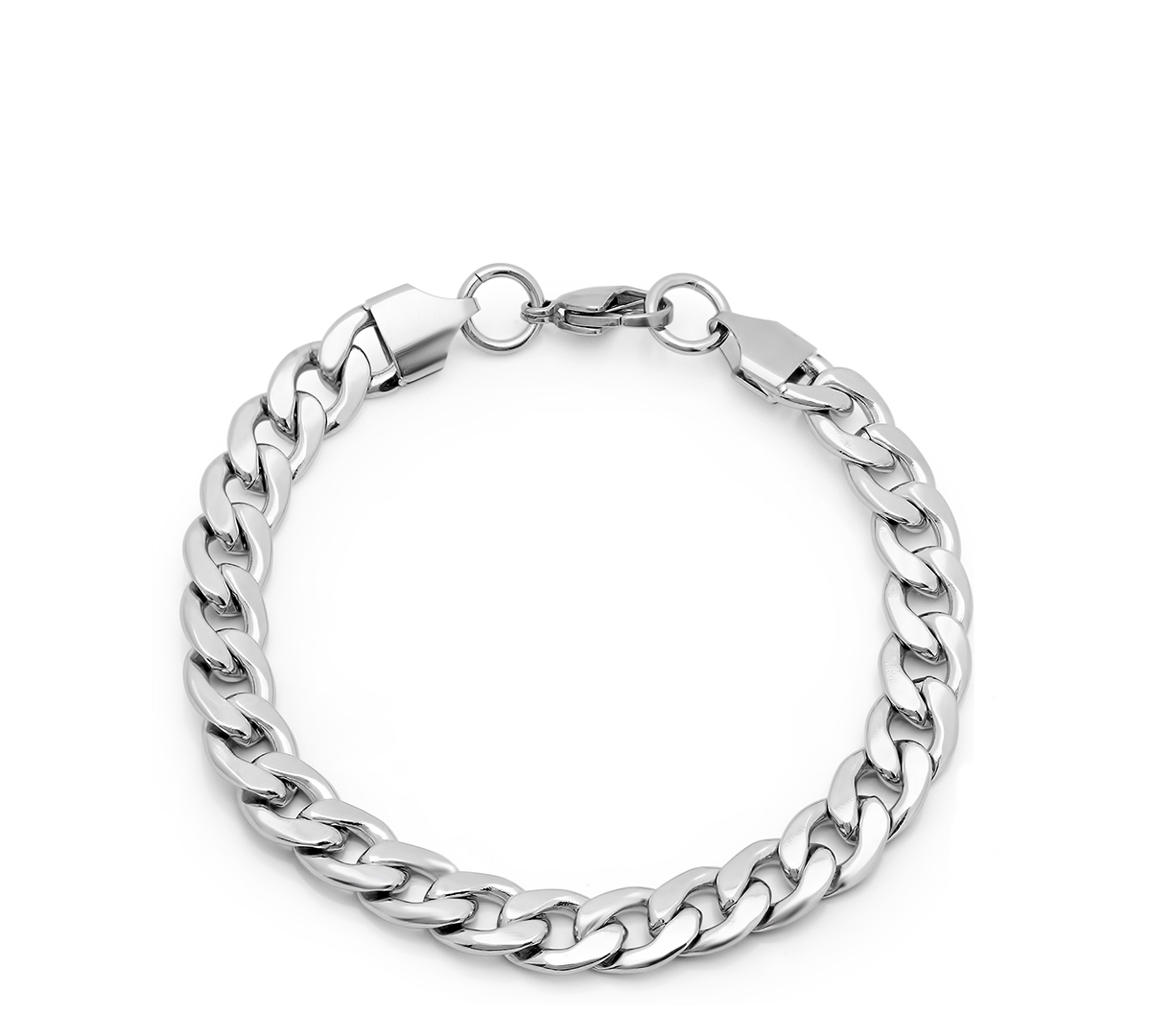 Shop Steeltime Men's Silver-tone Cuban Bracelet