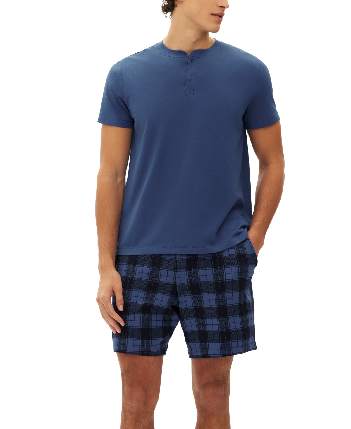 Gap Men's 2-pc. Solid Henley & Plaid Pajama Shorts Set In Assorted