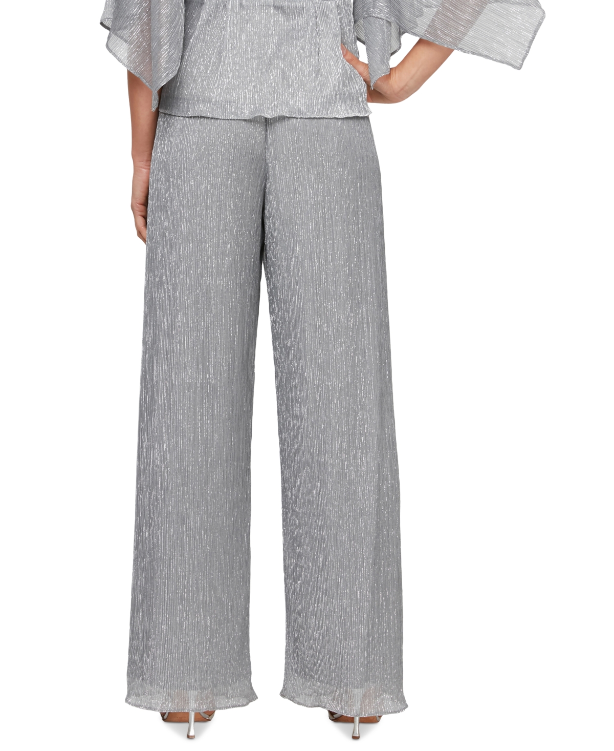 Shop Alex Evenings Women's Metallic Straight-leg Pants In Platinum