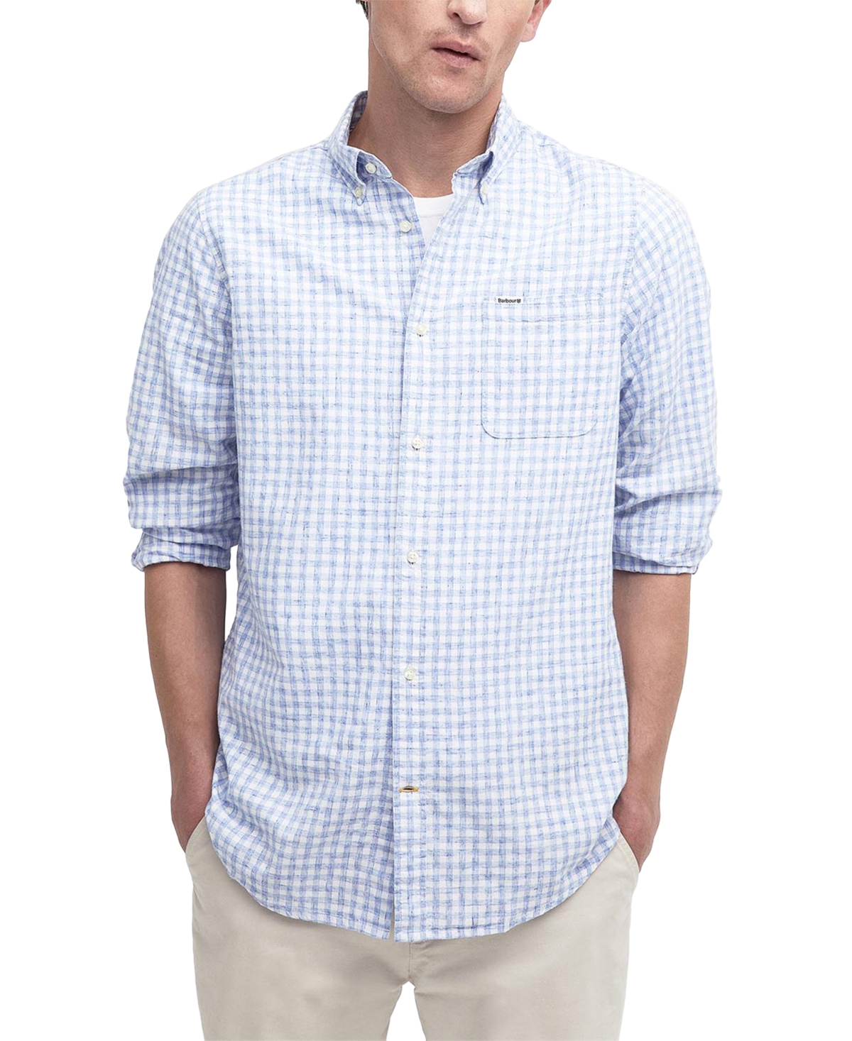 Shop Barbour Men's Kanehill Tailored-fit Gingham Shirt In Sky
