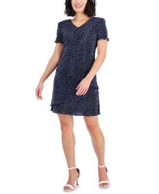 Petite Dot-Print Fit & Flare Dress 