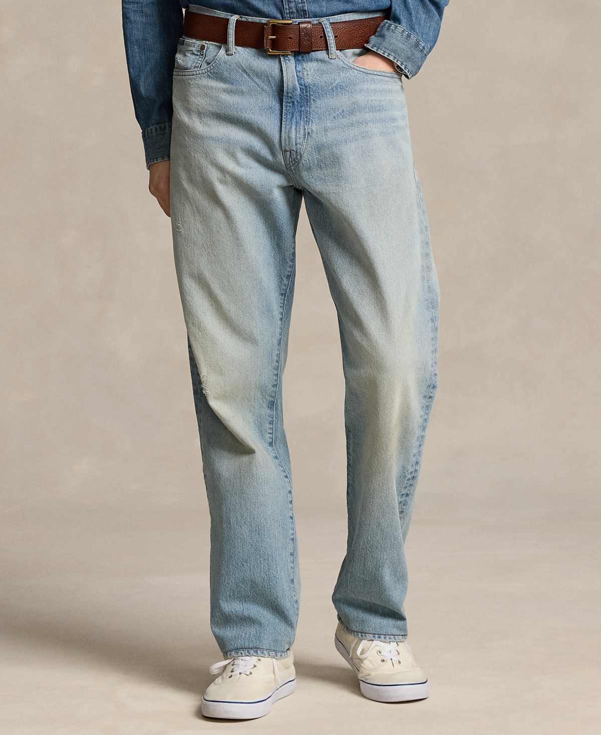 Shop Polo Ralph Lauren Men's Heritage Straight-fit Distressed Jeans In Crowhurst