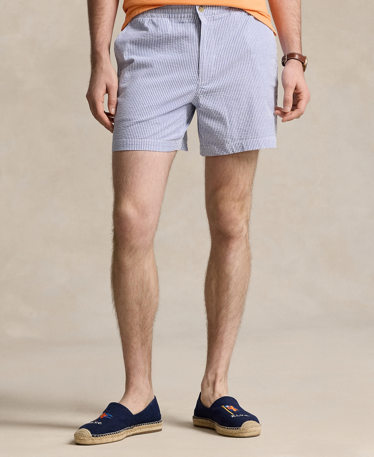 Shop Polo Ralph Lauren Men's 6-inch Polo Prepster Seersucker Shorts In Blue Seersucker