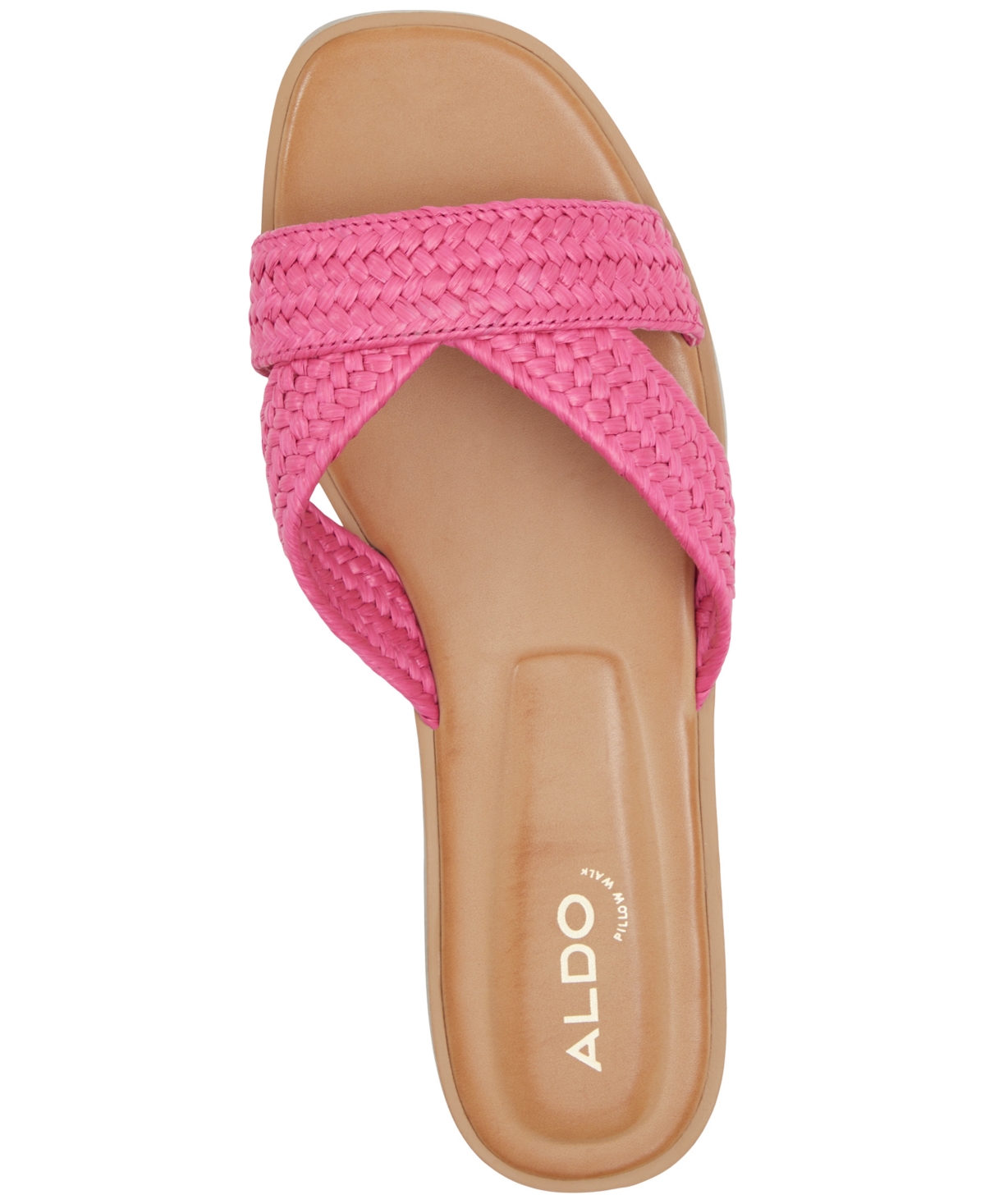 Shop Aldo Women's Caria Raffia Crisscross Slide Flat Sandals In Gold Raffia