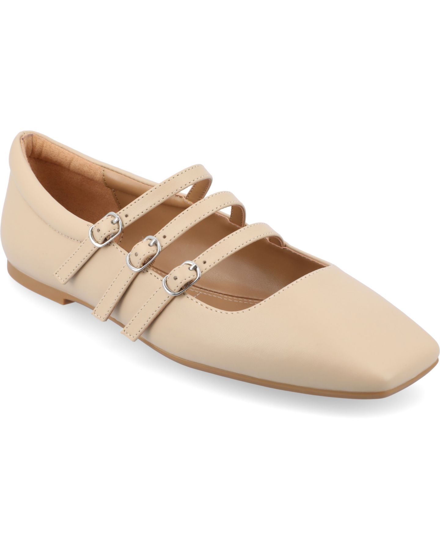 Женские балетки Journee Collection Darlin Multi Strap Mary Jane Square Toe Flats, цвет: Телесный — фото 1