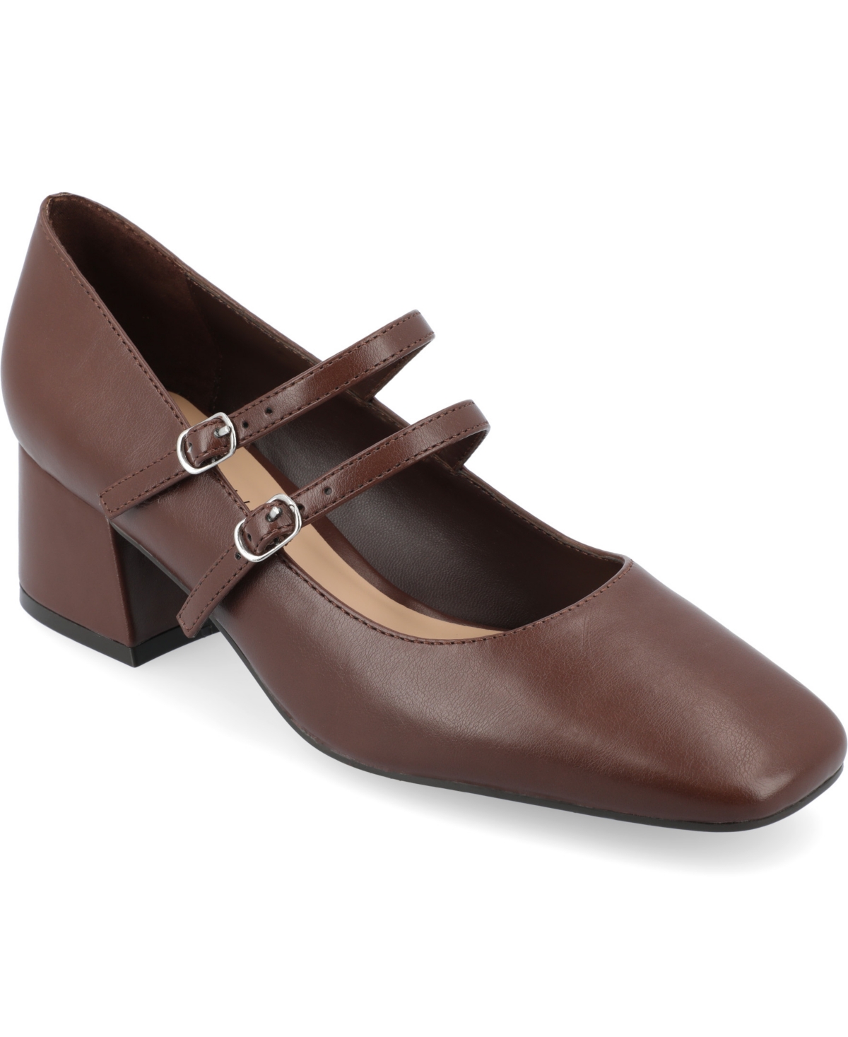 Journee Collection Women's Nally Double Strap Mary Jane Pumps In Brown