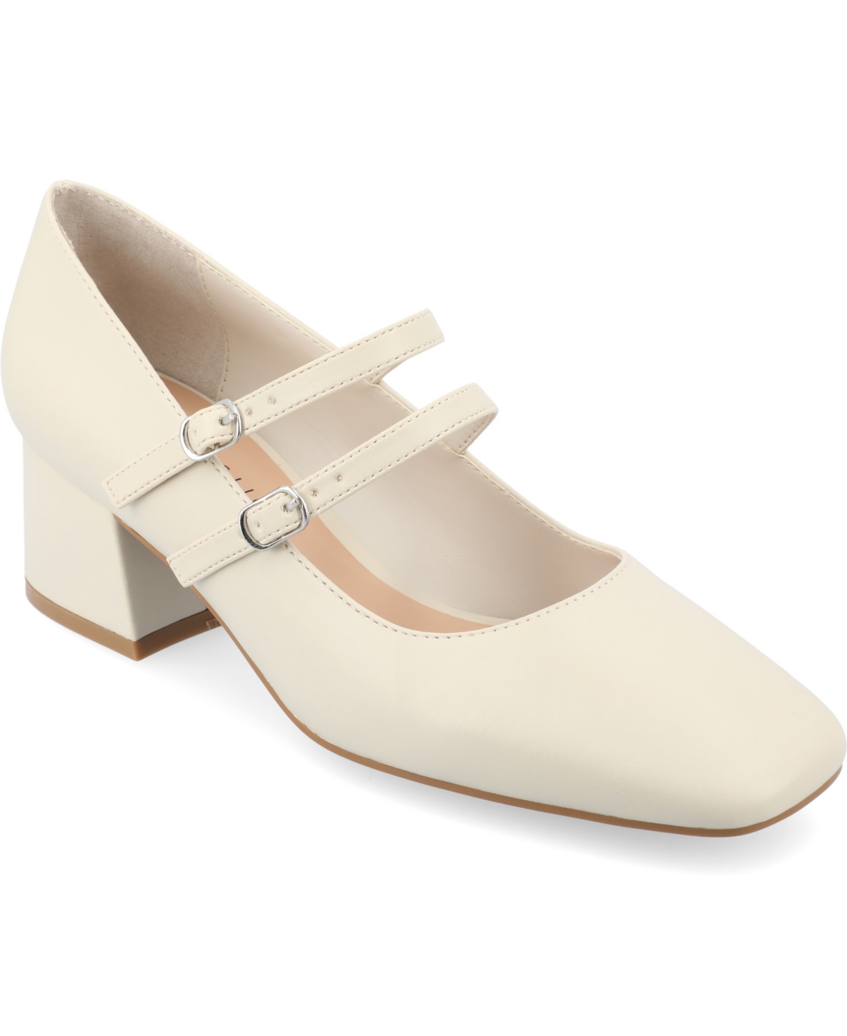 Journee Collection Women's Nally Double Strap Mary Jane Pumps In Off White