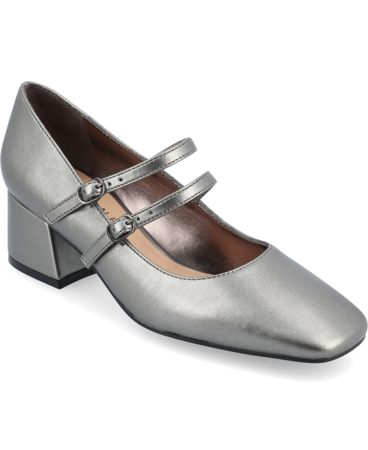 Journee Collection Women's Nally Double Strap Mary Jane Pumps In Pewter