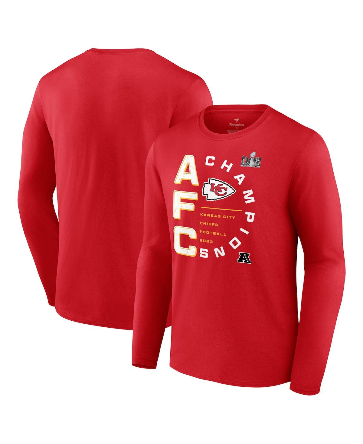 Fanatics Men's  Red Kansas City Chiefs 2023 Afc Champions Right Side Draw Long Sleeve T-shirt