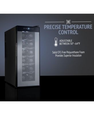 12-Bottle Freestanding Thermoelectric Wine Cooler - Black