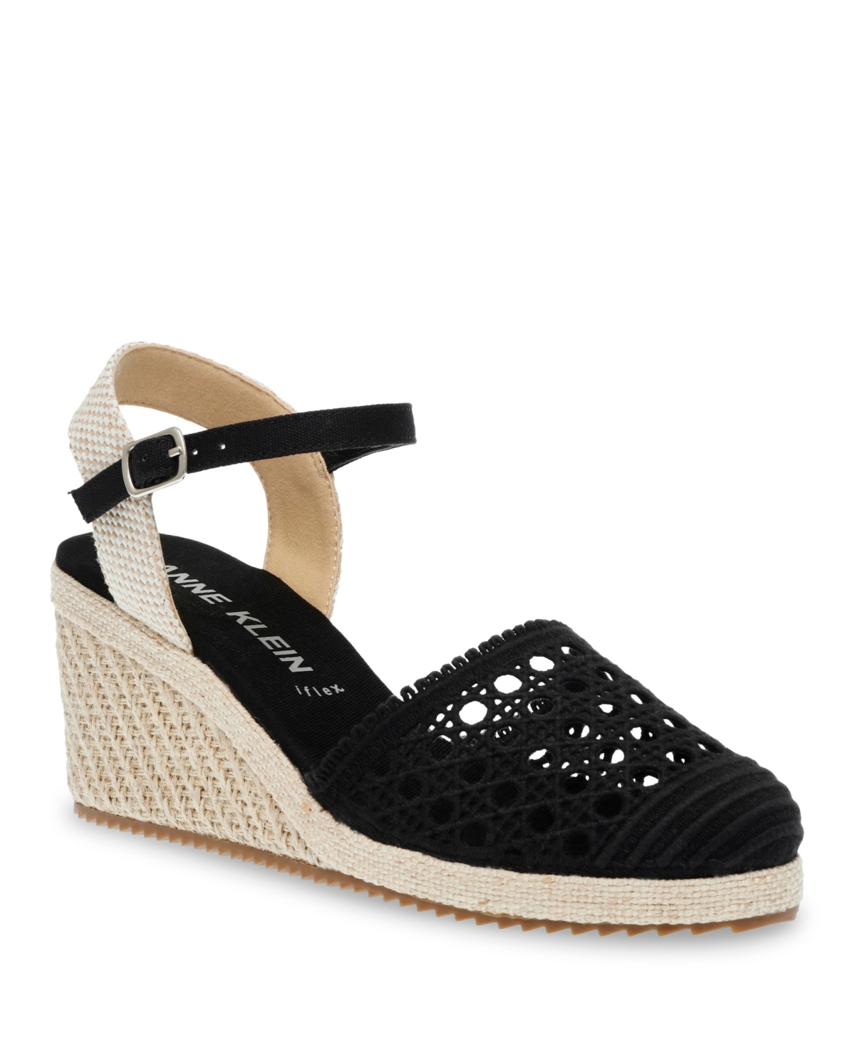 Shop Anne Klein Women's Zida Closed Toe Espadrille Wedges In Natural Woven