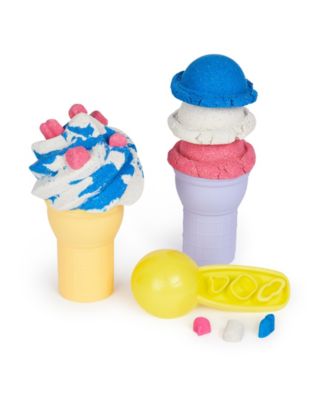 Soft Serve Station with 14 oz of Play Sand Blue, Pink and White ,2 Ice Cream Cones and 2 Tools