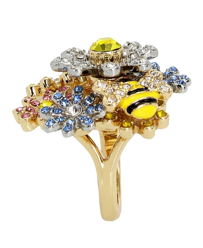 Betsey Johnson Faux Stone Daisy Cocktail Ring - Macy's