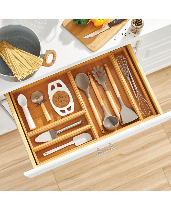 mDesign Bamboo Kitchen Storage Bin Container Crate Box - 2 Pack - 9 x ...