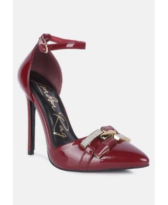 Womens Mocktail Buckle Embellished Stiletto Heels