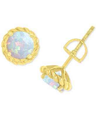 Lab-Grown Opal Rope Frame Screw Back Stud Earrings (1/5 ct. t.w.)