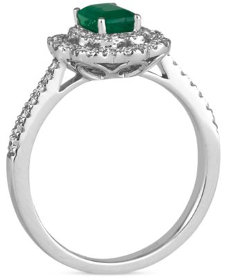 Costa Smeraldas Emeralds (3/8 ct. t.w.) & Vanilla Diamond (1/3 ct. t.w.) Halo Ring in Platinum