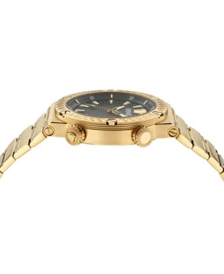 Men's Swiss Gold Ion Plated Stainless Steel Bracelet Watch 43mm