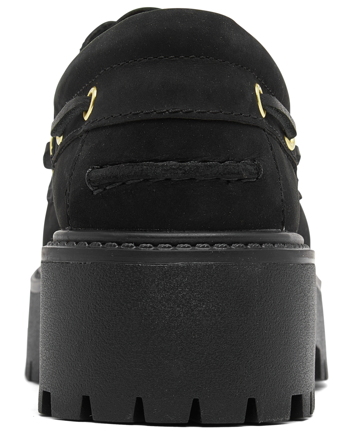 Shop Timberland Women's Stone Street 3-eye Premium Leather Platform Boat Shoes From Finish Line In Black