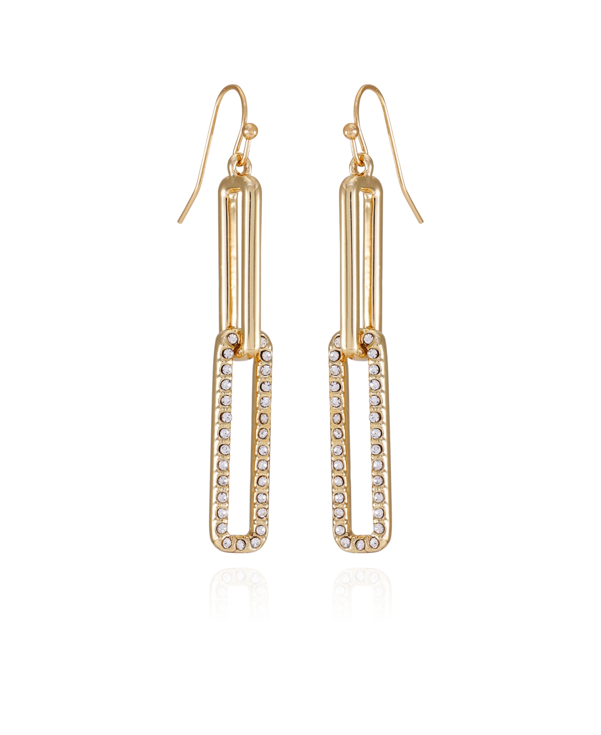 Gold-Tone Glass Stone Linear Link Drop Earrings - Gold