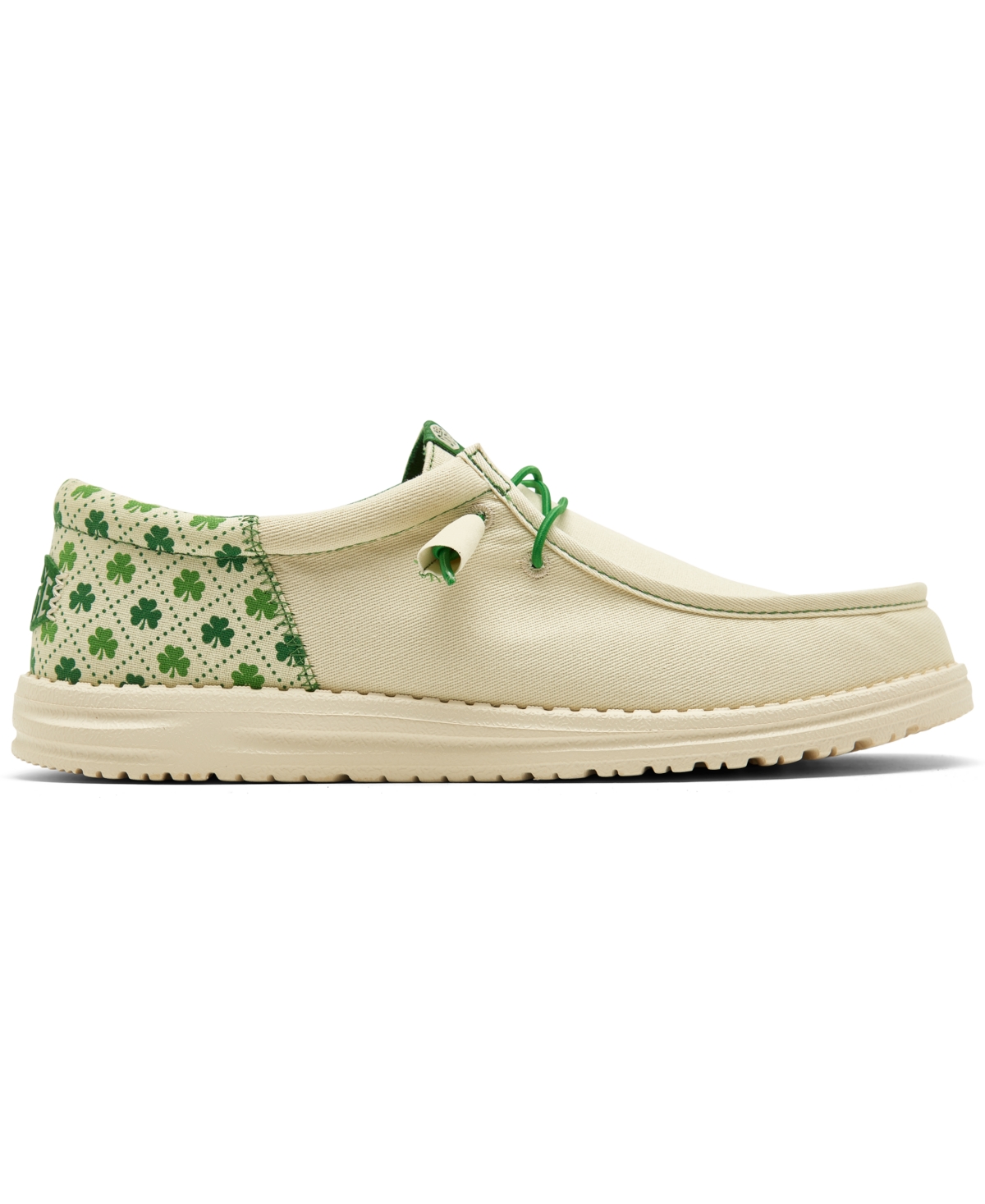 Shop Hey Dude Men's Wally Funk Luck Slip-on Casual Sneakers From Finish Line In White,shamrock