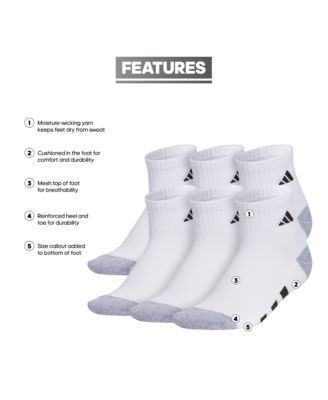Boys Youth Athletic Cushioned Quarter Socks, Pack of 6