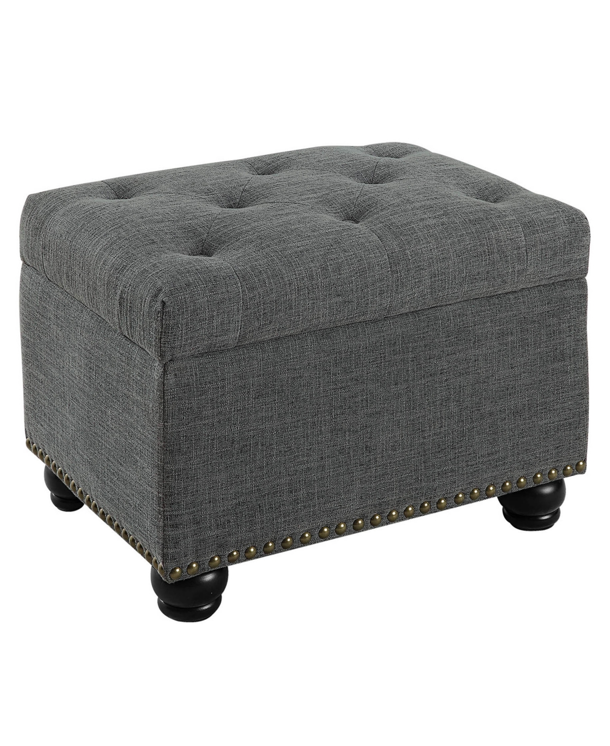 Shop Convenience Concepts 24" Faux Linen 5th Avenue Storage Ottoman In Dark Charcoal Gray Fabric