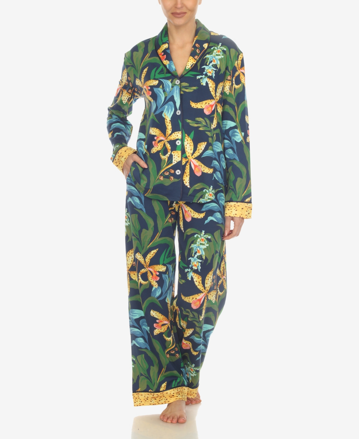 Women's 2 Pc. Wildflower Print Pajama Set - Mint
