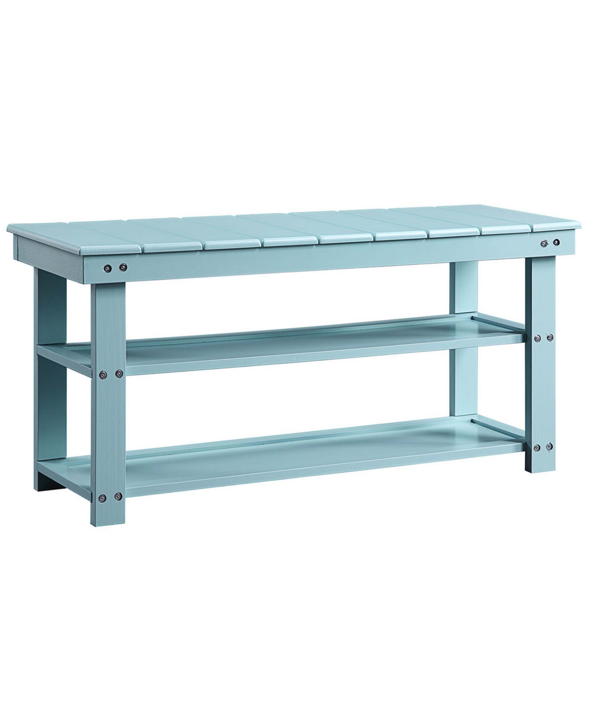 Convenience Concepts 35.5" Mdf Oxford Utility Mudroom Bench With Shelves In Sea Foam Blue