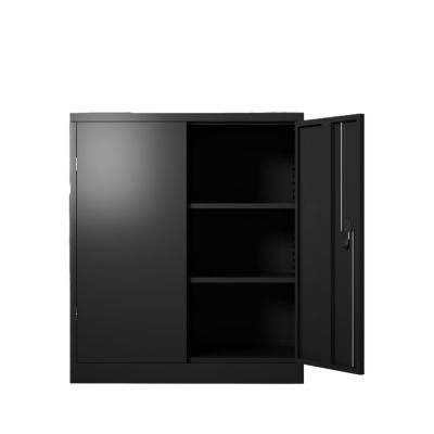 Lockable Metal Storage Cabinet with 2 Shelves